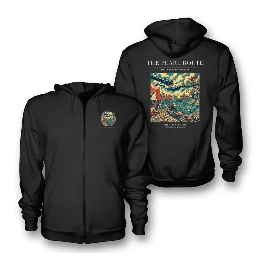 VINTAGE G4072 - The Pearl Route - Premium Zipped Hoodie design on black