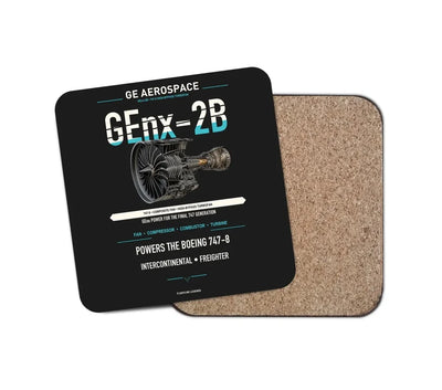 GEnx-2B design on black 1 piece coaster