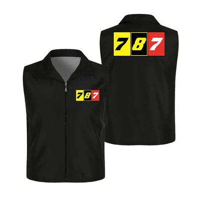 Flat Colourful 787 Thin Style aviation design printed on lightweight shell with sleeveless design thin vest.