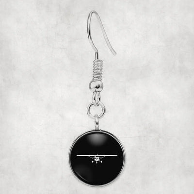 Side view of Cessna 172 Silhouette aviation earrings in hypoallergenic alloy, polished finish.