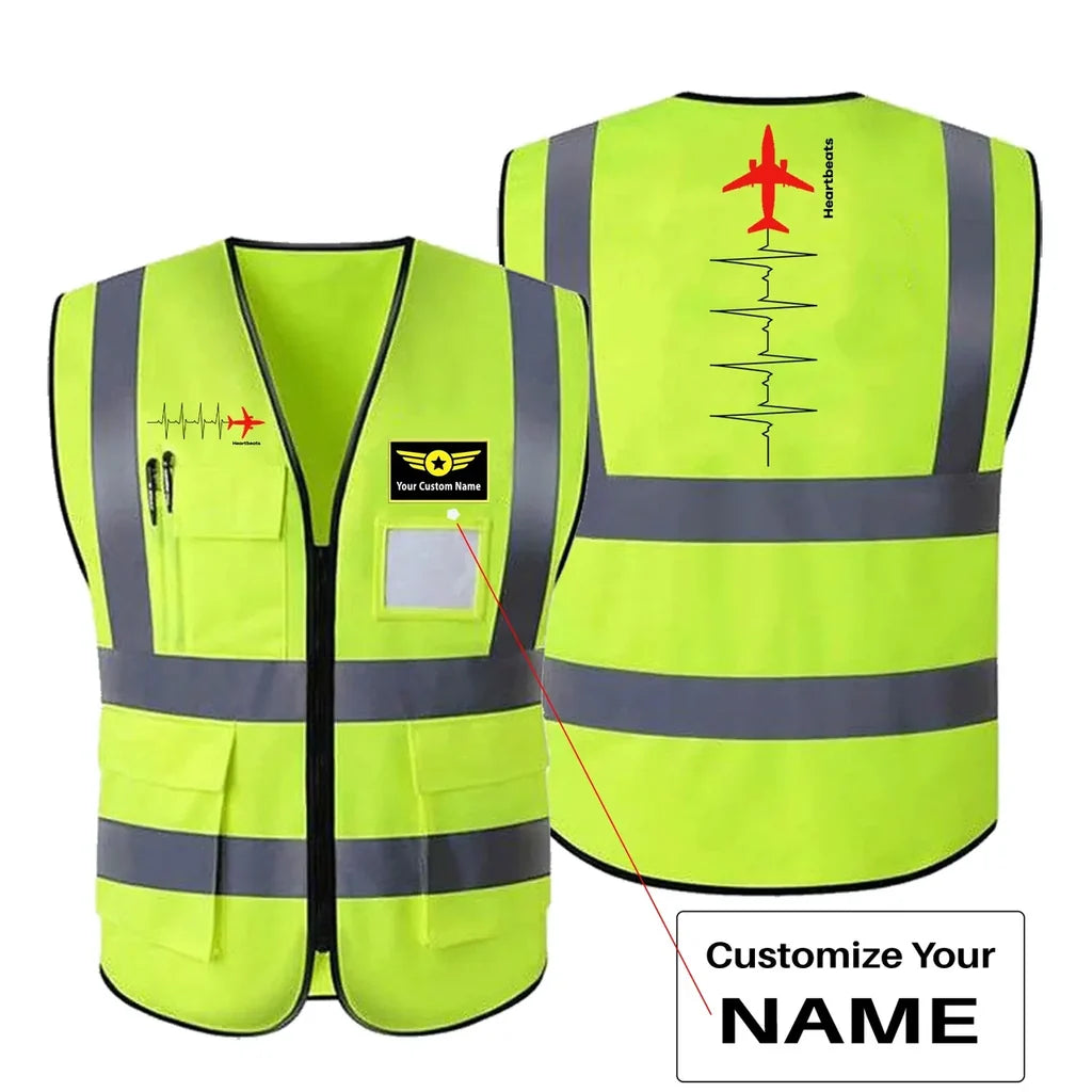 Aviation Heartbeats aviation design printed on high-visibility reflective fabric reflective vest.