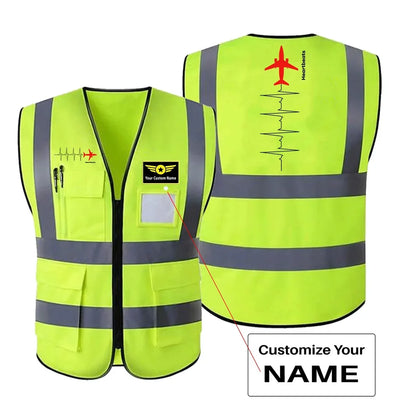 Aviation Heartbeats aviation design printed on high-visibility reflective fabric reflective vest.