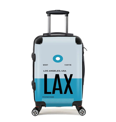 LAX - Los Angles Airport Tag Cabin Size aviation design luggage, durable shell construction.