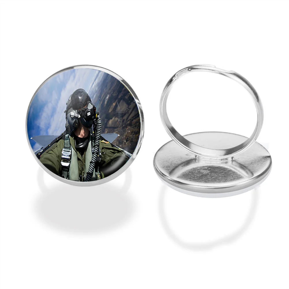 Amazing Military Pilot Selfie aviation ring in stainless steel.