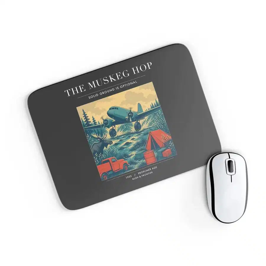 VINTAGE G4282 - The Muskeg Hop - Designed Mouse Pads design on black rectangle