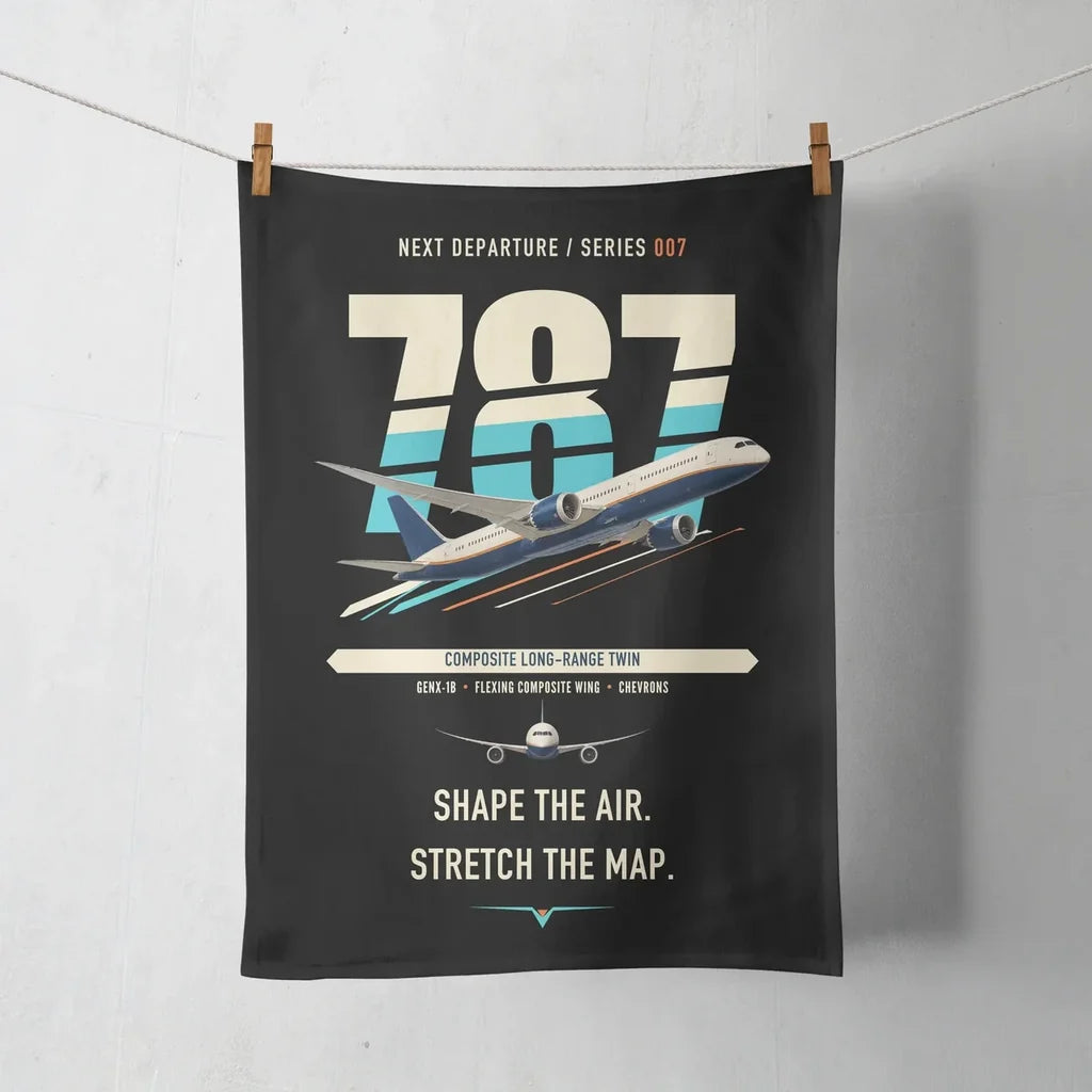 Boeing 787-9 Dreamliner design on black towel