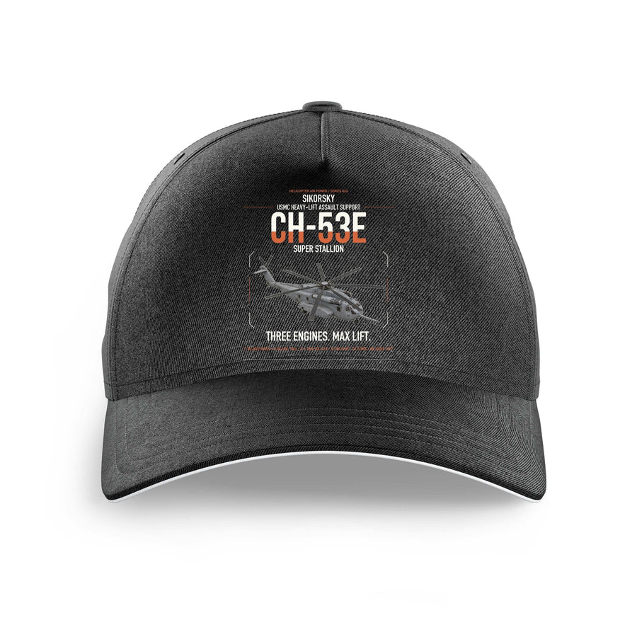 Sikorsky CH-53E Super Stallion design on black printed hat