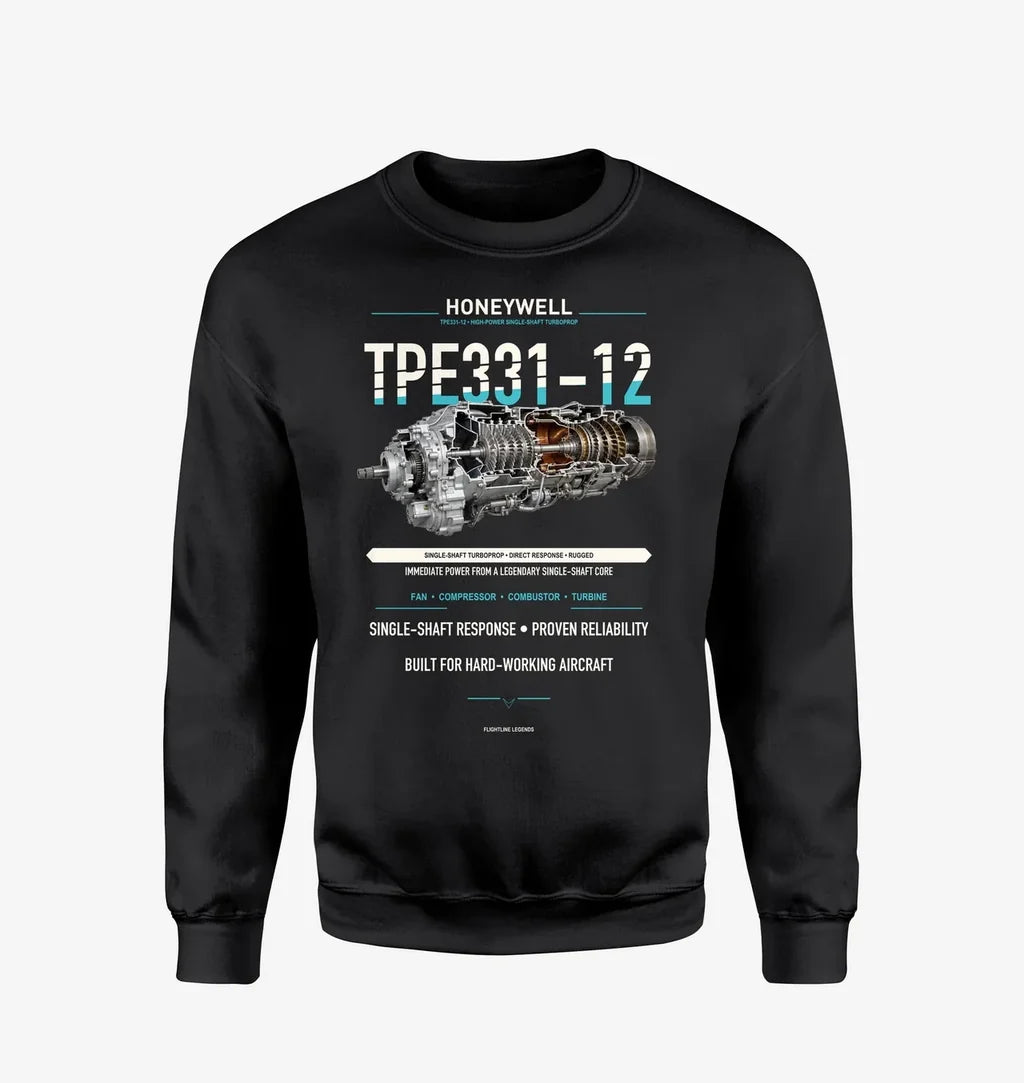 TPE331-12 design on black sweatshirt