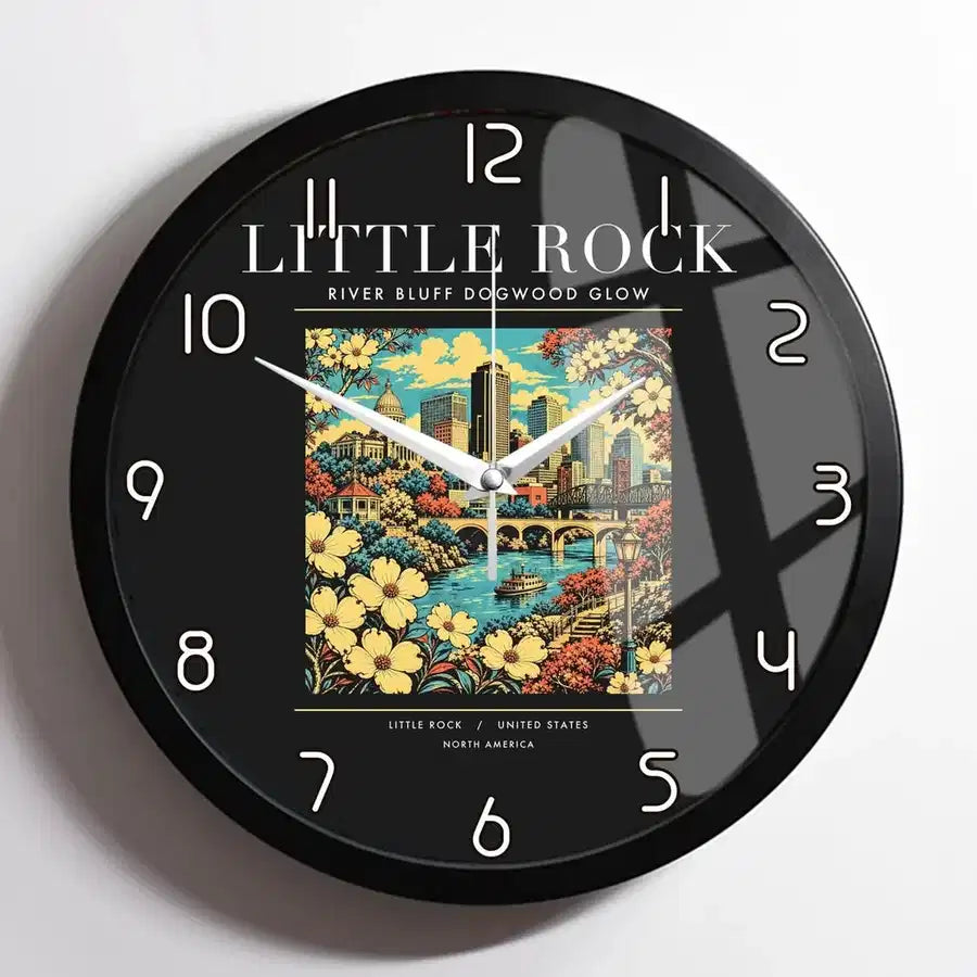 LITTLE ROCK - Poster - Wall Clock Framed - Black