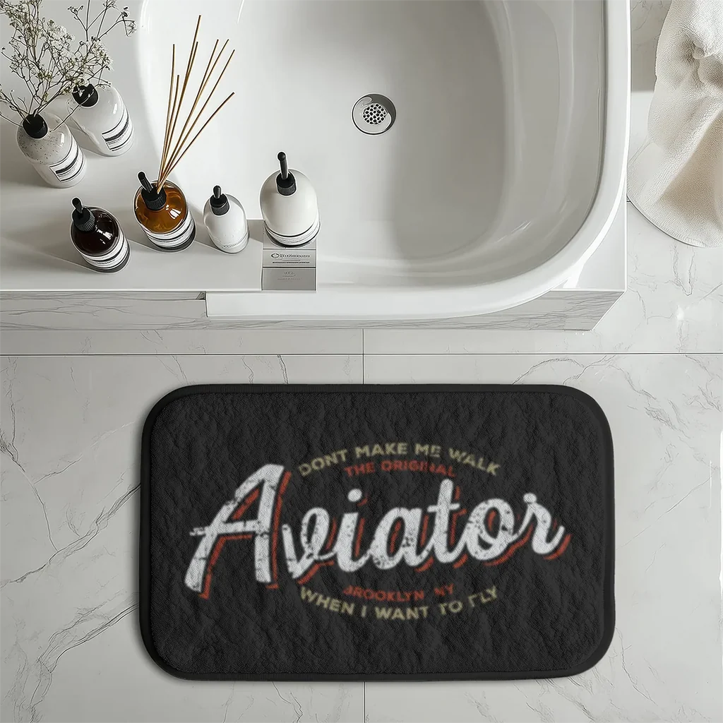 Aviator - Dont Make Me Walk aviation design on soft absorbent fabric with non-slip backing bath mat.