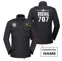 Thumbnail for Boeing 707 & Plane aviation design printed on heavy cotton coat with field details military coat.