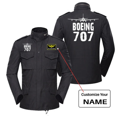 Boeing 707 & Plane aviation design printed on heavy cotton coat with field details military coat.