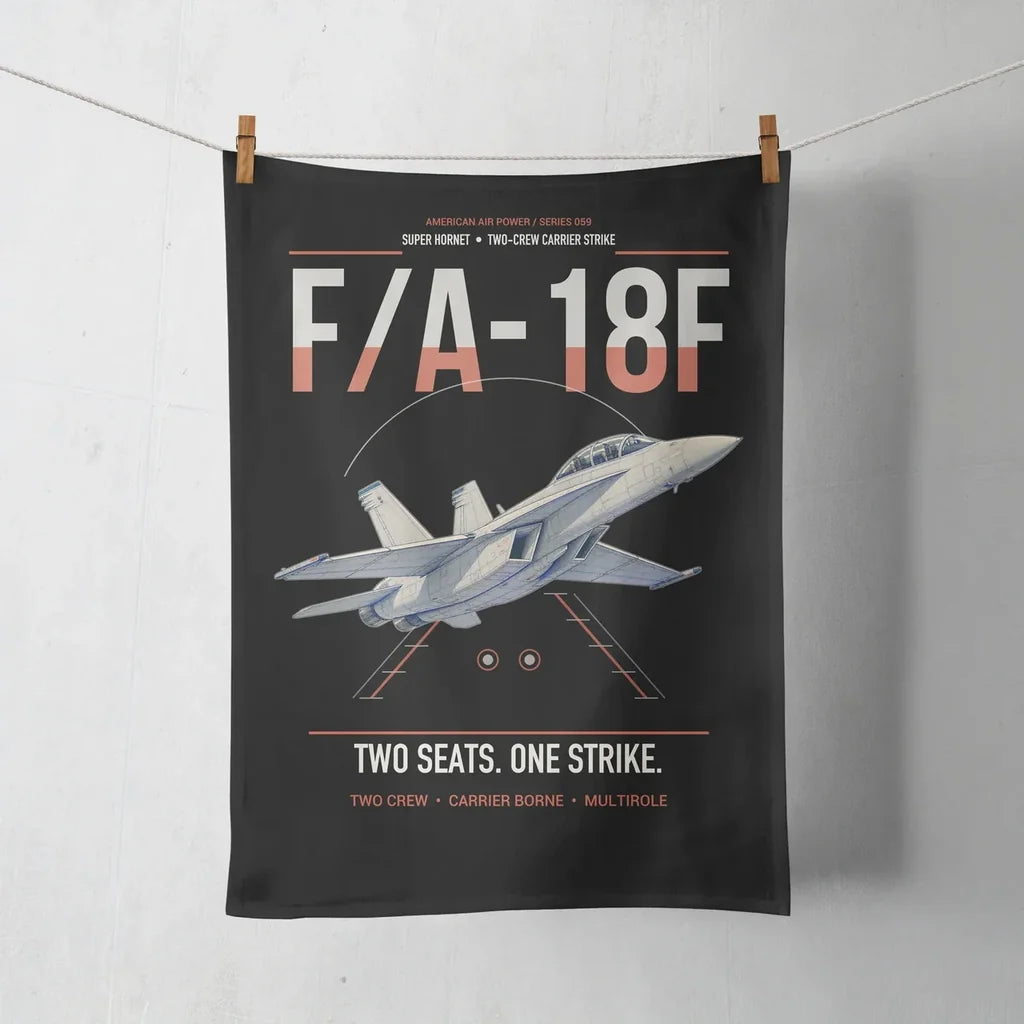 F-A-18F Super Hornet design on black towel