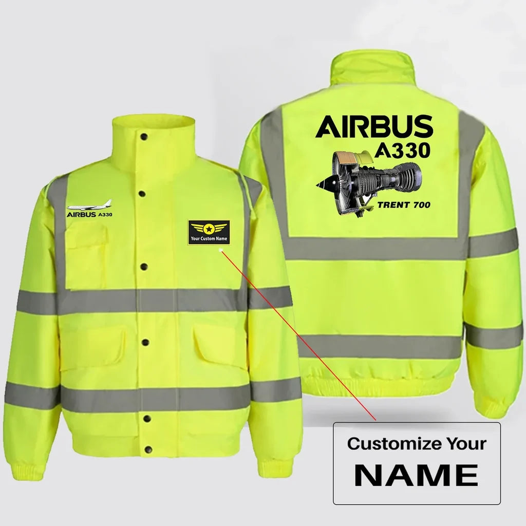 Airbus A330 & Trent 700 Engine aviation design printed on insulated shell with high-visibility reflective panels reflective w.