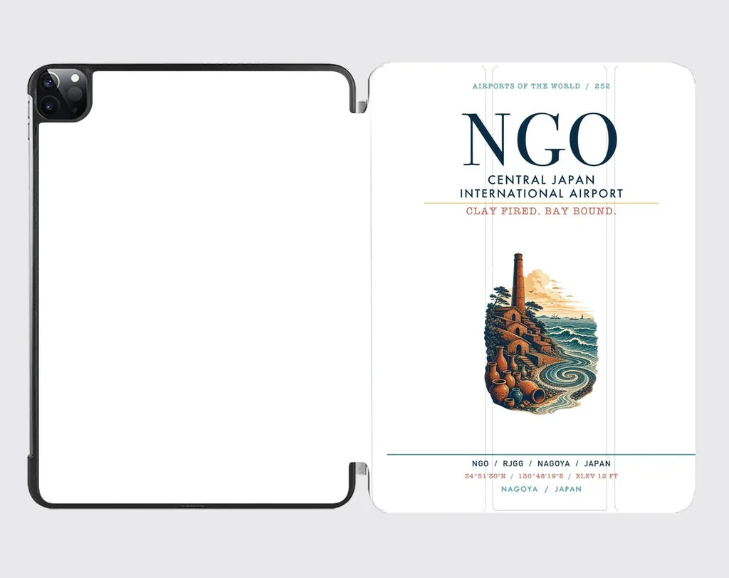Central Japan International Airport (NGO) design on white ipad tablet case