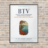Thumbnail for Patrick Leahy Burlington International Airport BTV vertical canvas print - framed - white background