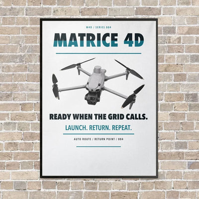 DJI Matrice 4D vertical canvas print - framed - white background