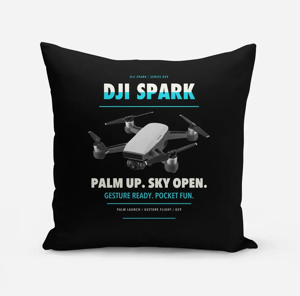 DJI Spark design on black pillow
