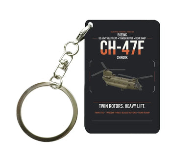 Boeing CH-47F Chinook design on black designed key chain, double-side print