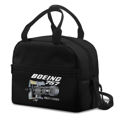 Boeing 757 & Rolls Royce Engine (RB211) aviation print lunch bag, insulated polyester.