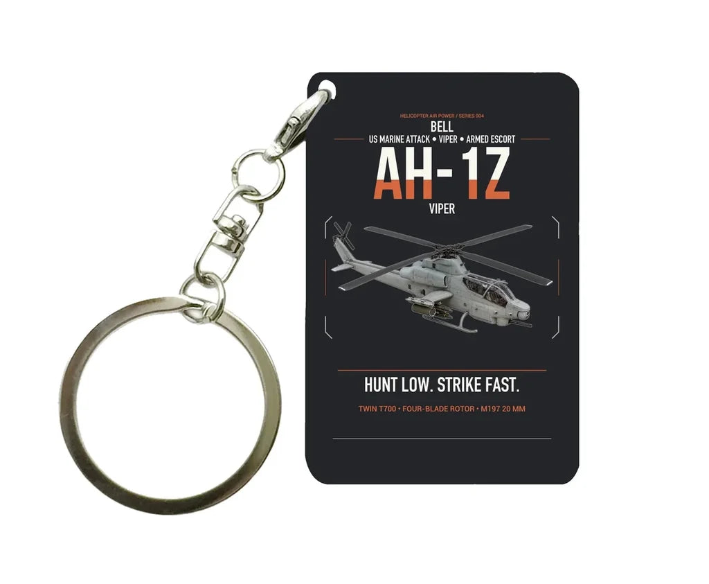 Bell AH-1Z Viper design on black designed key chain, double-side print