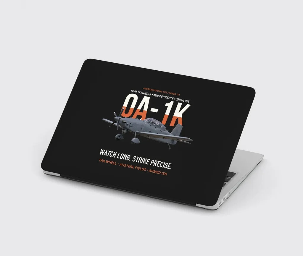 OA-1K Skyraider II Armed Overwatch design on black MacBook case