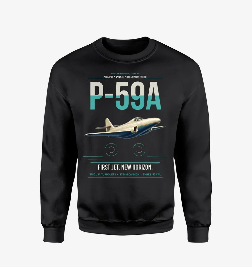 P-59A Airacomet design on black sweatshirt