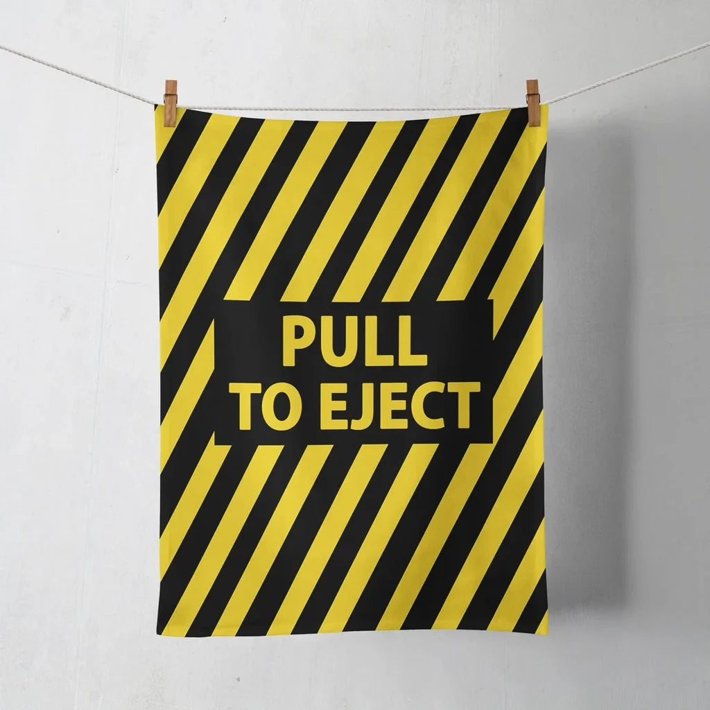 Pull To Eject aviation design on soft absorbent cotton towel.
