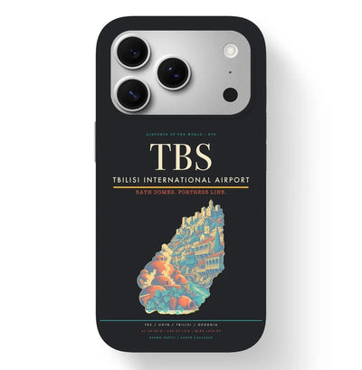 Tbilisi Airport (TBS) design on black iPhone 17 Pro MagSafe case