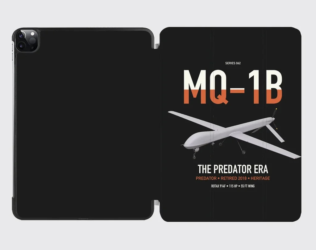 MQ-1B Predator design on black ipad tablet case