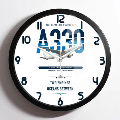 Airbus A330-300 design on white framed wall clock