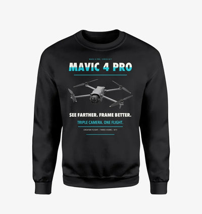DJI Mavic 4 Pro design on black sweatshirt