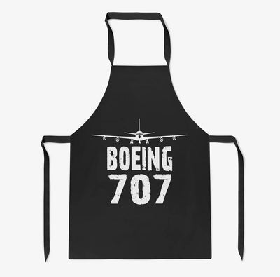 Boeing 707 & Plane aviation design on durable cotton blend kitchen apron.
