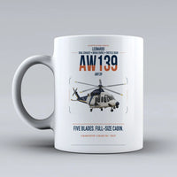 Thumbnail for Leonardo AW139 design on white ceramic mug, double-side print