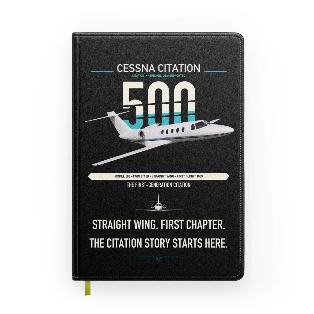 Cessna Citation 500 - Citation I design on black notebook