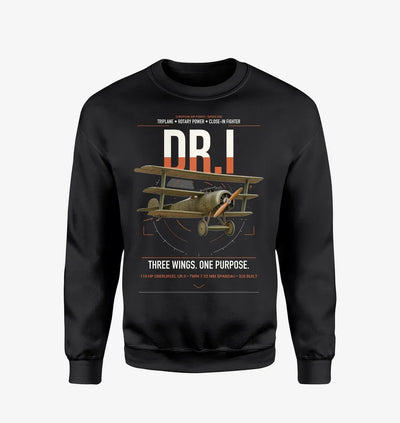 Fokker Dr.I design on black sweatshirt