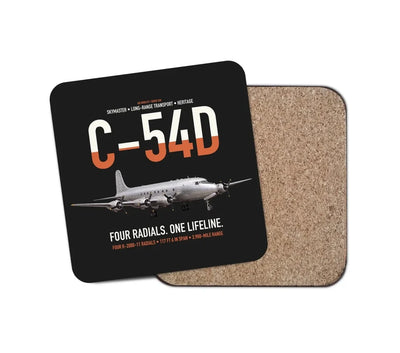 C-54D Skymaster design on black 1 piece coaster
