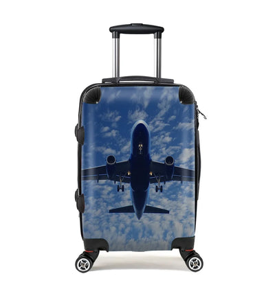 Airplane From Below Cabin Size aviation print luggage, durable shell.