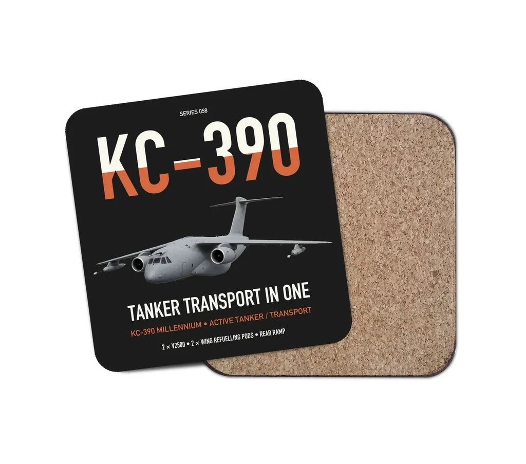 Embraer KC-390 Millennium design on black 1 piece coaster