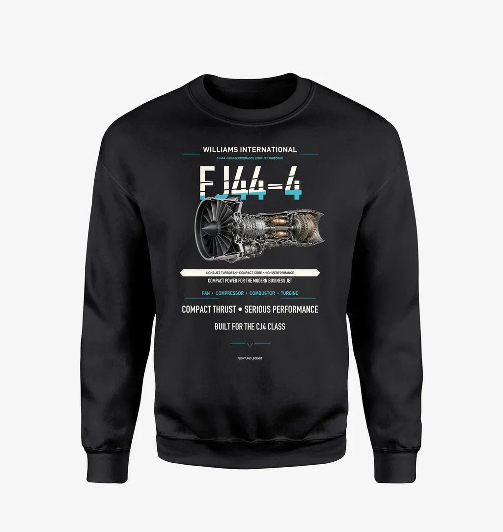 FJ44-4 design on black sweatshirt