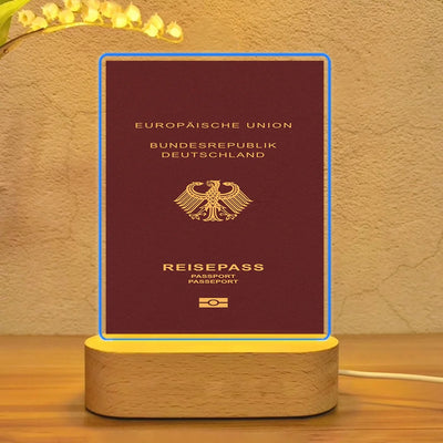 Germany Passport aviation design on premium acrylic with LED night lamp.