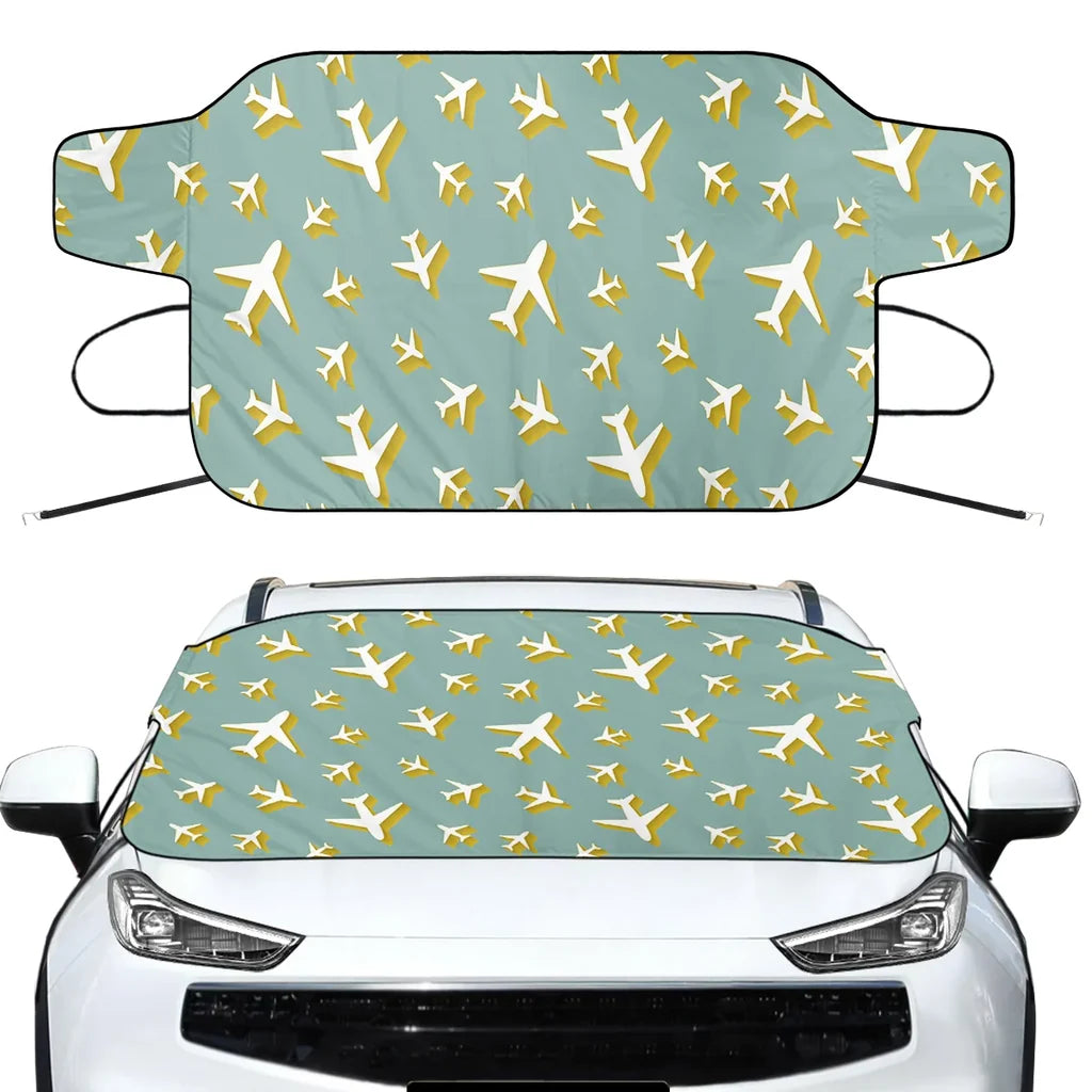 Mixed Size Airplanes Car aviation design on car windshield cover.