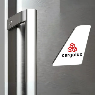 Cargolux aviation design tail magnet in 3D metal with magnetic back.