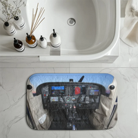 Thumbnail for Cessna 172 Cockpit aviation design on soft absorbent fabric with non-slip backing bath mat.