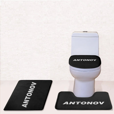 Antonov & Text Toilet Seat Cover Three-piece aviation print on soft fabric toilet seat cover set.