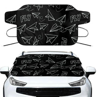 Thumbnail for Paper Airplane & Fly Black Car aviation design on car windshield cover.