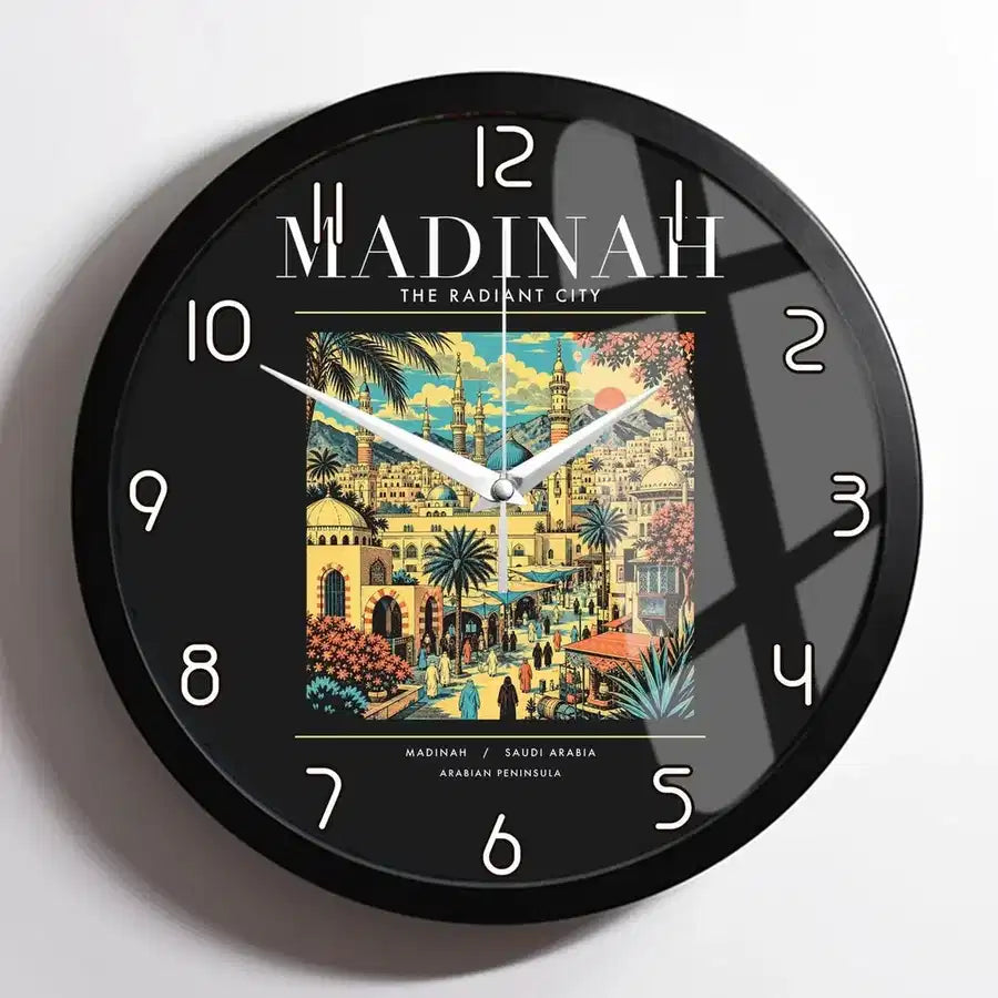 MADINAH - Poster - Wall Clock Framed - Black
