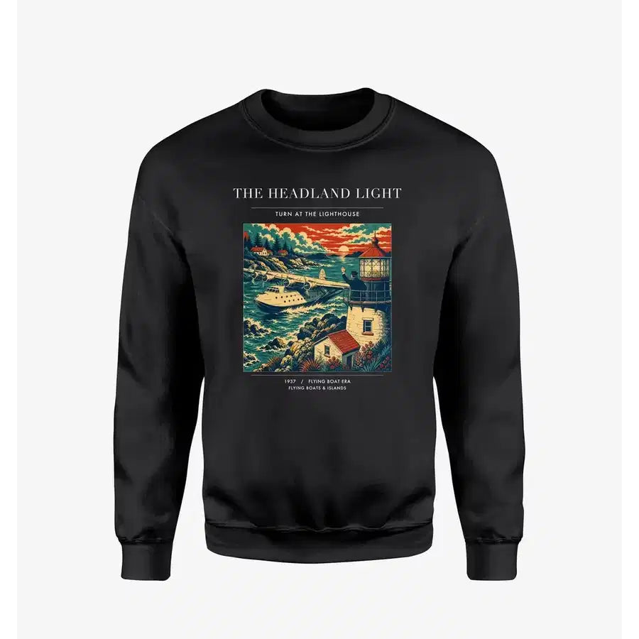 VINTAGE G4078 - The Headland Light - Designed Sweatshirts design on black