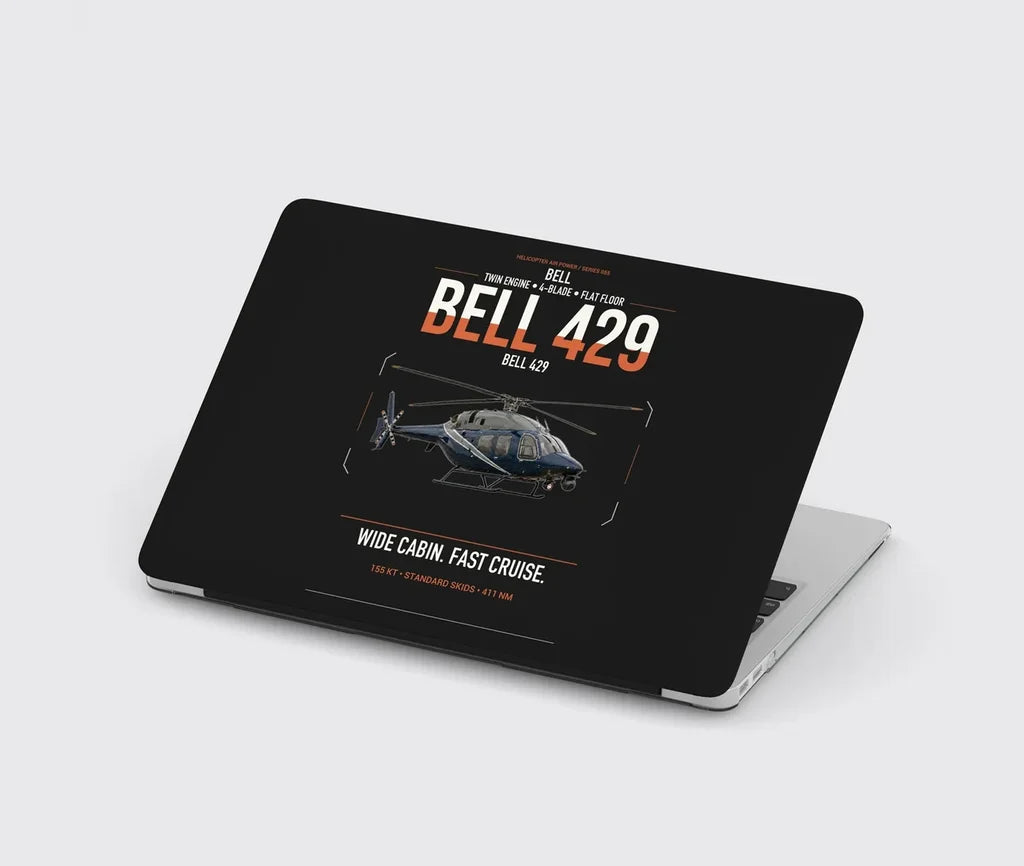 Bell 429 design on black MacBook case