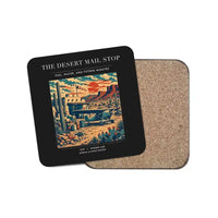 Thumbnail for The Desert Mail Stop - Designed Coasters design on black 1-piece